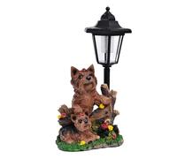 Xuancai Statue de chien en résine faite à la main pour décoration de terrasse et de maison, lampe décorative à énergie solaire, statue d'art de jardin résistante aux intempéries