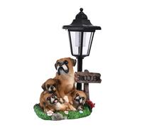 Xuancai Statue de chien en résine faite à la main pour décoration de terrasse et de maison, lampe décorative à énergie solaire, statue d'art de jardin résistante aux intempéries