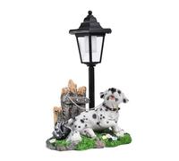 Xuancai Statue de chien en résine faite à la main pour décoration de terrasse et de maison, lampe décorative à énergie solaire, statue d'art de jardin résistante aux intempéries