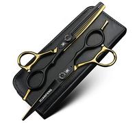 XUANFENG Ciseaux à cheveux professionnels dorés de 6 pouces en acier 9cr18 pour coupe et effilage - Convient pour les salons de coiffure, les hommes, les femmes, les enfants et les adultes