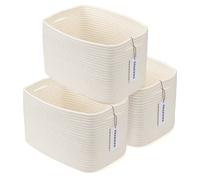 XUANGUO Cotton Rope storage Basket Bins Woven Basket for Organizing Shelves Rectangle Decorative Baskets For storage Clothes Toys Books Towels Square Wicker Nursery basket organizer 3 pack white