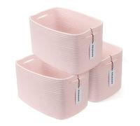 XUANGUO Lot de 3 paniers de rangement en corde de coton tissée pour organiser des étagères, paniers décoratifs rectangulaires pour le rangement des vêtements, des jouets, des livres, des serviettes,