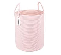XUANGUO Panier à linge en corde de coton pour filles, enfants, bébés, crèche, tissé, pour salon, chambre de fille, style bohème, grands paniers en corde pour couverture, jouets, grande taille, rose