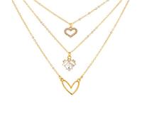 xuanhang Colliers plaqués or pour femme - Tendance - Délicat - Ne ternit pas - En or 14 carats - Ensemble de colliers ras du cou à breloques pour femme, Zinc, Zircone cubique