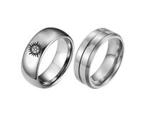 xuanhang Lot de 2 bagues de protection en acier inoxydable avec 5 bagues de doyen naturel et symbole anti-possession pour homme et femme, en acier titane inspiré de Dean Winchester (7)