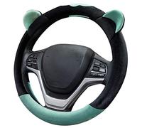 XuanMax Caches de Volant en Peluche Hiver Couverture Housse de Volant 38cm Charmant Couvre Volant 15" Couvercle de Volant de Voiture Protecteur de Volant pour Femme Filles Dames - Vert
