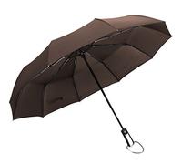 XuanMax Portable Automatique Parapluie Pliant 10 Baleines Résistant au Vent Parapluie Pliant Coupe-Vent Parapluie de Voyage Travel Umbrella - Marron