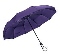 XuanMax Portable Automatique Parapluie Pliant 10 Baleines Résistant au Vent Parapluie Pliant Coupe-Vent Parapluie de Voyage Travel Umbrella - Violet