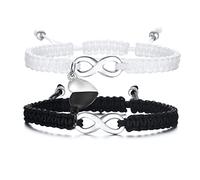 XUANPAI 2PCS Bracelets Couples Je t‘aime Acier Inoxydable et Cordon Ajustable, Chaînes de Main pour Couples Amoureux Femme Homme Cadeaux Romantiques Saint Valentin Mariage (Infini)