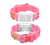 XUANPAI Bracelet Identification SOS Personnalisable, Urgence Bracelet Medical Bracelet pour Enfants, Cartoon Style Silicone Imperméable Bracelet Réglable pour Garçons Filles Adolescents