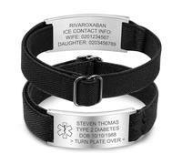 XUANPAI Bracelet Médical Personnalisé pour Homme Femme - Bracelet d'identification Élastique Gravé - Bracelet d'Alerte Médicale d'urgence Réglable - Bracelet SOS pour Allergies et Maladies
