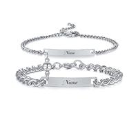 XUANPAI Bracelet Personnalisé, Cadeau Couple et Famille, 2 Pièces Argent boule Magnétique