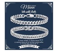 XUANPAI Bracelet pour homme en acier inoxydable - Cadeau pour fils, petit ami, mari, fiancé, anniversaire, Saint-Valentin, Noël, 19 centimeters