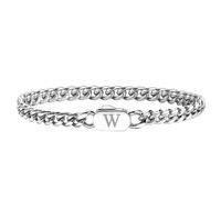 XUANPAI Bracelets initiaux pour hommes - Lettre A-Z - Bracelet argenté pour homme avec initiale - Acier inoxydable élégant - Non camouflage - Lien cubain pour hommes - Cadeau de bijoux - 21 cm (W)
