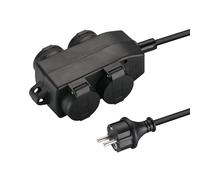 XUANSHI Bloc multiprise 4 Prises - IP44 extérieur avec rallonge en Caoutchouc, Prise extérieure, Distributeur de Courant pour pièces humides, répartiteur d'alimentation de Jardin (10 m, Noir)