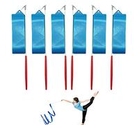 xuanto 6 Pièces Ruban De Gymnastique Rythmique Banderoles Rythmes de Gymnastique Rythmiques Danse Streamer Baton Gymnastique Antidérapantes Accessoires de Rubans pour Danse Gymnastique Gymnases(Bleu)