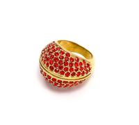Xuanxi Bague d'accentuation de diamants trois tons en acier robuste pour femme, cadeau idéal avec emballage de luxe, trois diamants de couleur tendance, Red, Comme décrit, Comme décrit.