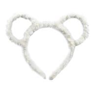 Xuanxi Bandeau d'hiver épais en peluche pour femme avec oreilles d'ours et oreilles d'ours - Bandeau bandana pour cheveux épais - Noir, blanc