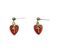 Xuanxi Boucles d'oreilles élégantes en alliage avec croix et cœur - Accessoire portable pour un usage quotidien et un événement religieux