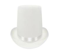 Xuanxi Chapeau haut-de-forme vintage Fedora de l'âge victorien à bord court chapeau de magicien occidental polyvalent pour dîner en plein air tenue décontractée, Hauteur : 20 cm - Blanc, 1-2