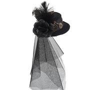 Xuanxi Chapeau steampunk steampunk pour femme avec voile, accessoires steampunk pour fête d'Halloween, Noir , 2-3