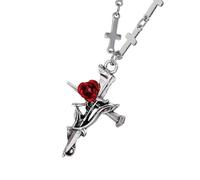 Xuanxi Collier réglable avec pendentif en forme de rose gravée en acier inoxydable pour femme - Design léger - Pendentif religieux en forme de rose, taille unique, Comme décrit, Comme décrit.