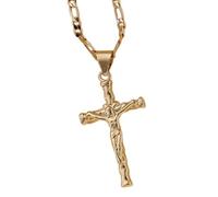 Xuanxi Élégant pendentif en forme de croix résistant au ternissement - Accessoire de bijoux pour personnaliser l'expression et la foi - Pendentif en forme de croix Hip Hop, Figaro Chain, Comme décrit