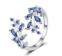 Xuanxi Élégante bague en cuivre inspirée des plantes - Pierres scintillantes - Pour toutes les occasions - Résistante aux allergies - Feuille tendance, taille unique, Comme décrit, Comme décrit.