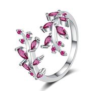 Xuanxi Élégante bague en cuivre inspirée des plantes - Pierres scintillantes - Pour toutes les occasions - Résistante aux allergies - Feuille tendance, taille unique, Comme décrit, Comme décrit.