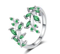 Xuanxi Élégante bague en cuivre inspirée des plantes - Pierres scintillantes - Pour toutes les occasions - Résistante aux allergies - Feuille tendance, taille unique, Comme décrit, Comme décrit.