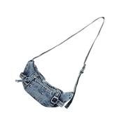 Xuanxi Sac à bandoulière contemporain en jean délavé résistant à l'abrasion, capacité spacieuse pour le style de vie urbain, sac à bandoulière rétro pour femme, bleu, One Size