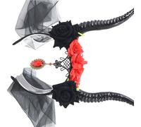 Xuanxi Serre-tête en maille délicate en forme de corne de diable - Accessoire pour cheveux - Pour cosplay - Pour adultes