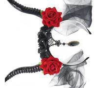 Xuanxi Serre-tête en maille délicate en forme de corne de diable - Accessoire pour cheveux - Pour cosplay - Pour adultes
