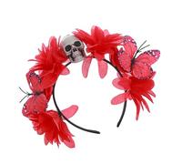 Xuanxi Serre-tête fleur Jour des morts Papillon Tête de mort Halloween Cosplay Coiffe Floral Accessoires pour cheveux