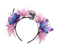 Xuanxi Serre-tête fleur Jour des morts Papillon Tête de mort Halloween Cosplay Coiffe Floral Accessoires pour cheveux