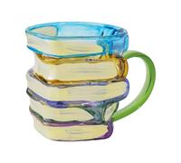 Xuanxi Tasse en verre fabriquée à la main avec poignée ergonomique de grande capacité, tasse à boisson multifonction pour le bureau