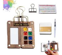 XUANXUANQZ Coffret Aquarelle Tobios, Mini Coffret Aquarelle, Pour Artistes Peintres Et Étudiants (8 grilles)