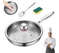 XUANXUANQZ Poêle Plateful Titanium Avec Couvercle, 2025 Antiadhésive Sans Revêtement Titanium Pro Cookware, Ultra-résistante Et Résistante Aux Rayures (Avec couvercle,28cm)