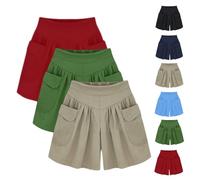 XUANXUANQZ Short Primarilyx, Short De Plage Décontracté pour Femme avec Taille Élastique, Jambe Large avec Poches, Taille Haute, Ample Et Confortable (3 pièces - c,TG)