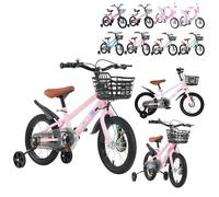 XUANYU 14 Pouces Vélo Enfant avec Panier, Roues Stabilisatrices et Garde-chaîne, Beau Vélo pour Garçons et Filles de 3 à 5 Ans (Rose-Noir)