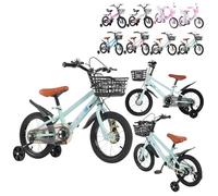 XUANYU 14 Pouces Vélo Enfant avec Panier, Roues Stabilisatrices et Garde-chaîne, Beau Vélo pour Garçons et Filles de 3 à 5 Ans (Azure-Noir)