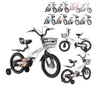 XUANYU 14 Pouces Vélo Enfant avec Panier, Roues Stabilisatrices et Garde-chaîne, Vélo pour Garçons et Filles de 3 à 5 Ans (Blanc)