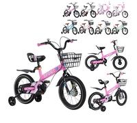 XUANYU 16 Pouces Vélo Enfant avec Panier, Roues Stabilisatrices et Garde-chaîne, Vélo pour Garçons et Filles de 4 à 8 Ans (Rose)