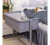 XUANYU 2 en 1 Berceau Bébé Portable, Lit Bébé Cododo avec Matelas et Moustiquaire, Lit d'appoint Mobile, Berceau Cododo la Naissance, Capacité de Charge 50KG, Gris 96 * 57 * 77 cm
