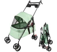 XUANYU 2 en 1 Poussette Animaux de Compagnie avec Porte-gobelet, Voyages Transporteur pour Petits Chien Chat, Pliable Portable Landau pour Chiens et Chats (Vert 50 x 70 x 95 cm)