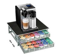 XUANYU 2 en 1 Tiroir Rangement Capsules et Support à Café Machine 2 Niveaux Tiroirs Anti-dérapant pour Dolce Gusto Porte-capsules Cuisine, Bureau