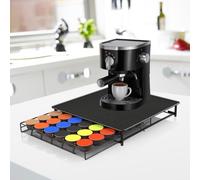XUANYU 2 en 1 Tiroir Rangement et Support pour Machine à Café, Porte-capsules Anti-dérapant pour 36 Capsules Dolce Gusto, pour Cuisine, Bureau (Noir)
