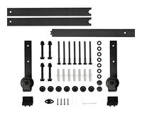 XUANYU 244 cm/8 FT Kit Porte Coulissante de Grange, Système de Porte Coulissante, Kit de Rail pour Porte Coulissante, Rail + 2 Roulette, Noir (Classique)