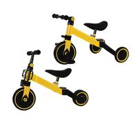 XUANYU 3 en 1 Tricycle Bébé Évolutif, Tricycle Vélo Enfant, Vélo Draisienne Évolutif, Mini Draisienne/Trotteur pour Filles et Garçons, avec/sans Pédales (Jaune-Noir, sans Poignée de Poussée)