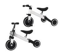 XUANYU 3 en 1 Tricycle Bébé Évolutif, Tricycle Vélo Enfant, Vélo Draisienne Évolutif, Mini Draisienne/Trotteur pour Filles et Garçons, avec/sans Pédales (Blanc-Noir, sans Poignée de Poussée)